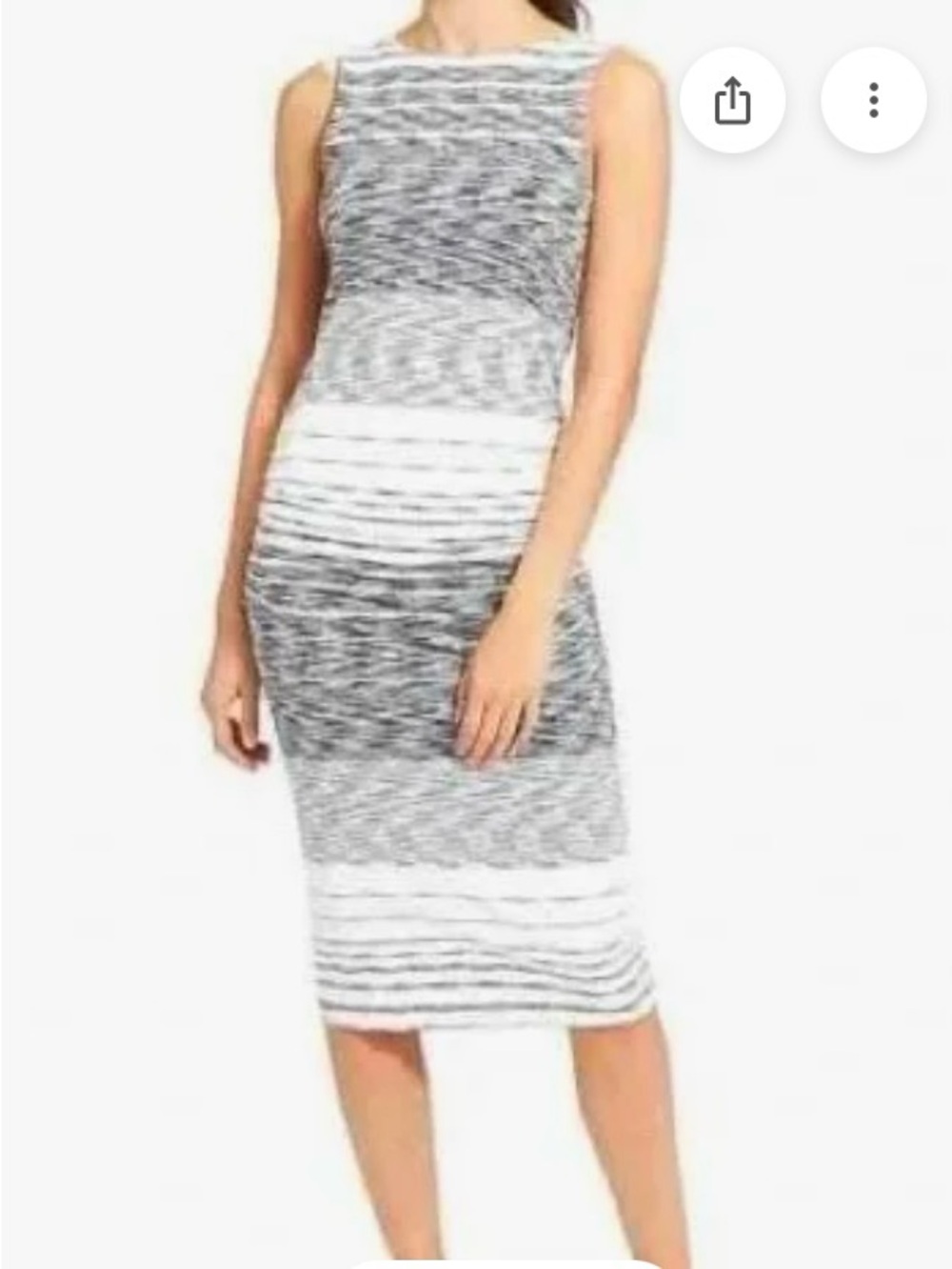 EUC Athleta Striped Midi Tank Dress Ruched  Sides Cotton Blend Black White Small